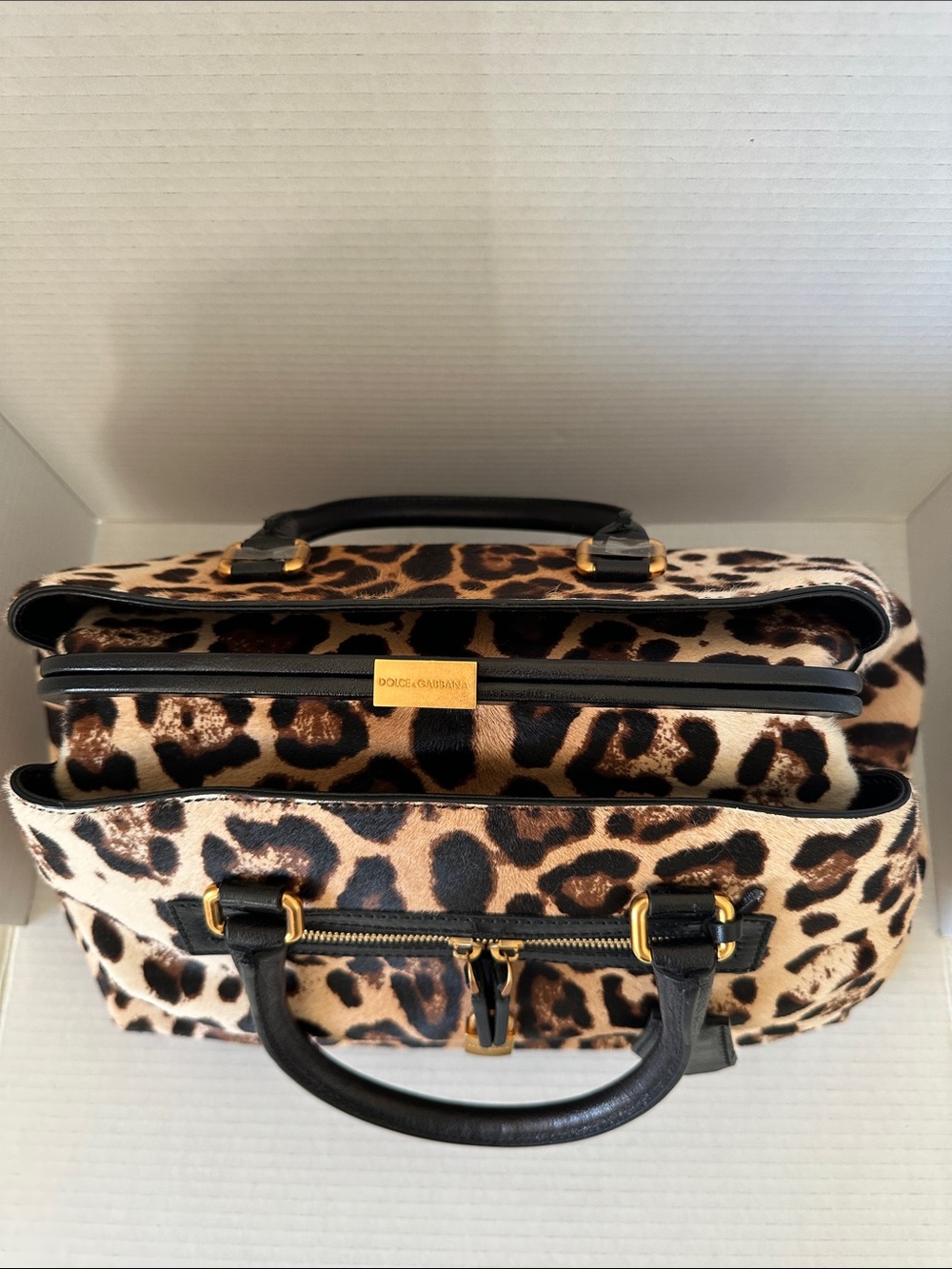 Authentic Dolce & Gabbana Large Miss Brigitte Calf Hair Bag Leopard Print - Picture 6 of 14